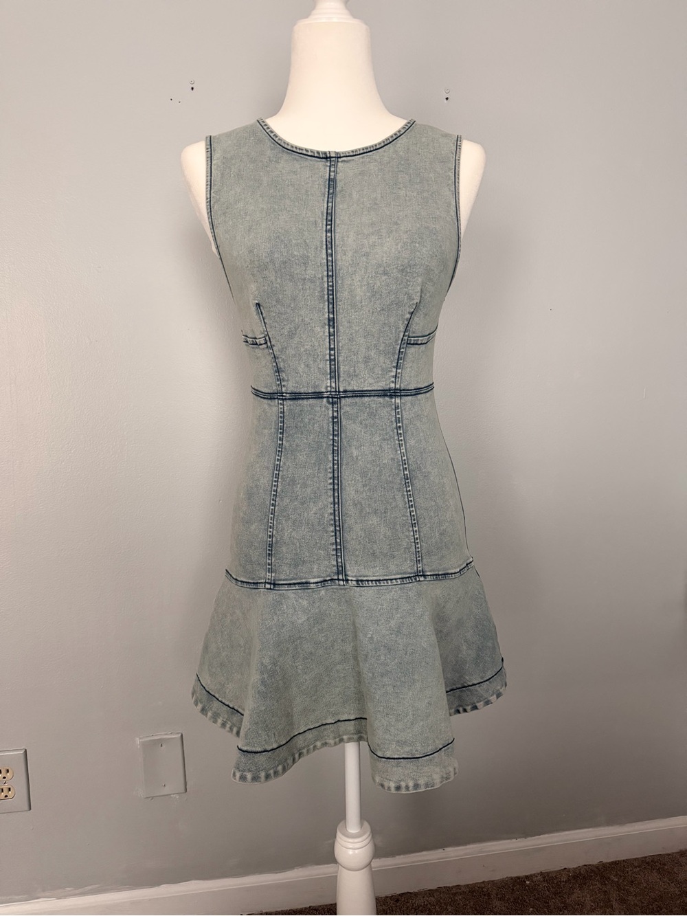 Free People Faded Light Blue Denim Dress